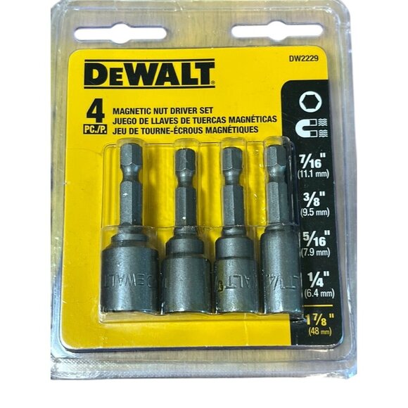 Dewalt Magnetic Nut Driver Set 4 Pack Metal DW2229 Power Tool Home Garage - Picture 1 of 6